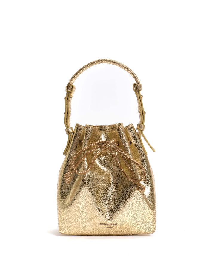 anonymous copenhagen Kacey petite bucket bag Crackled metallic goat Gold