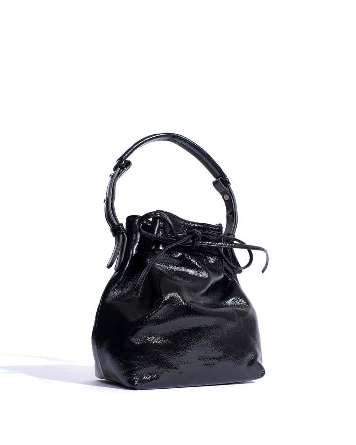 Anonymous Copenhagen Kacey Petite Bucket Bag Crinkled Polished Goat Black