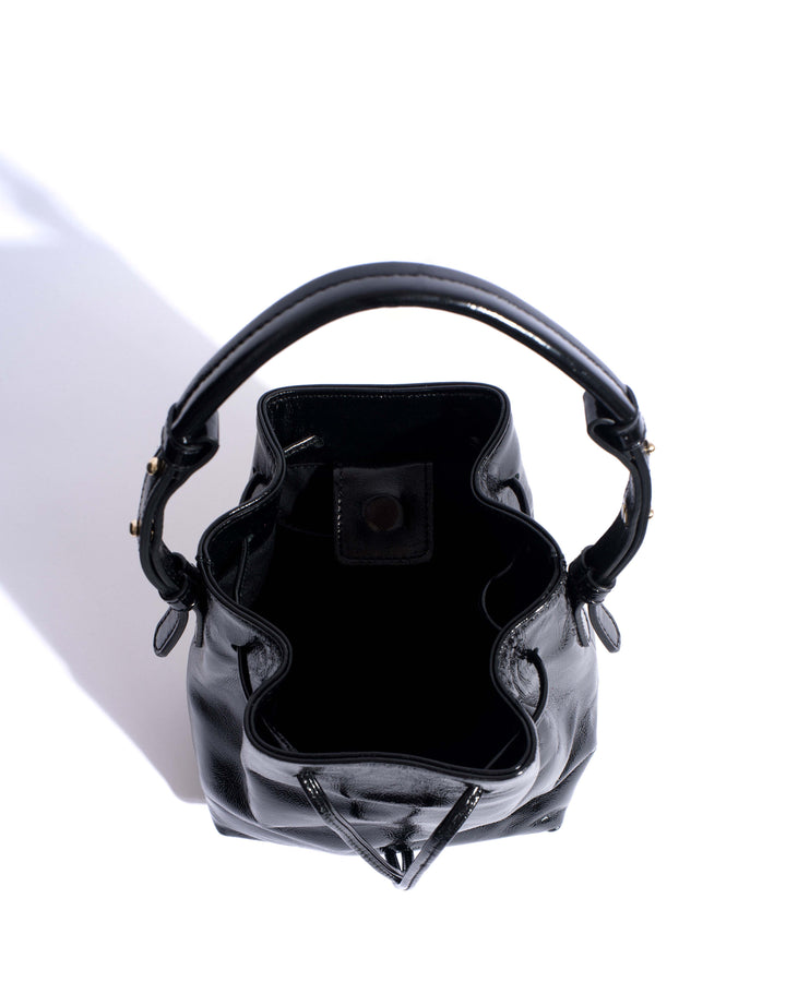 Anonymous Copenhagen Kacey Petite Bucket Bag Crinkled Polished Goat Black