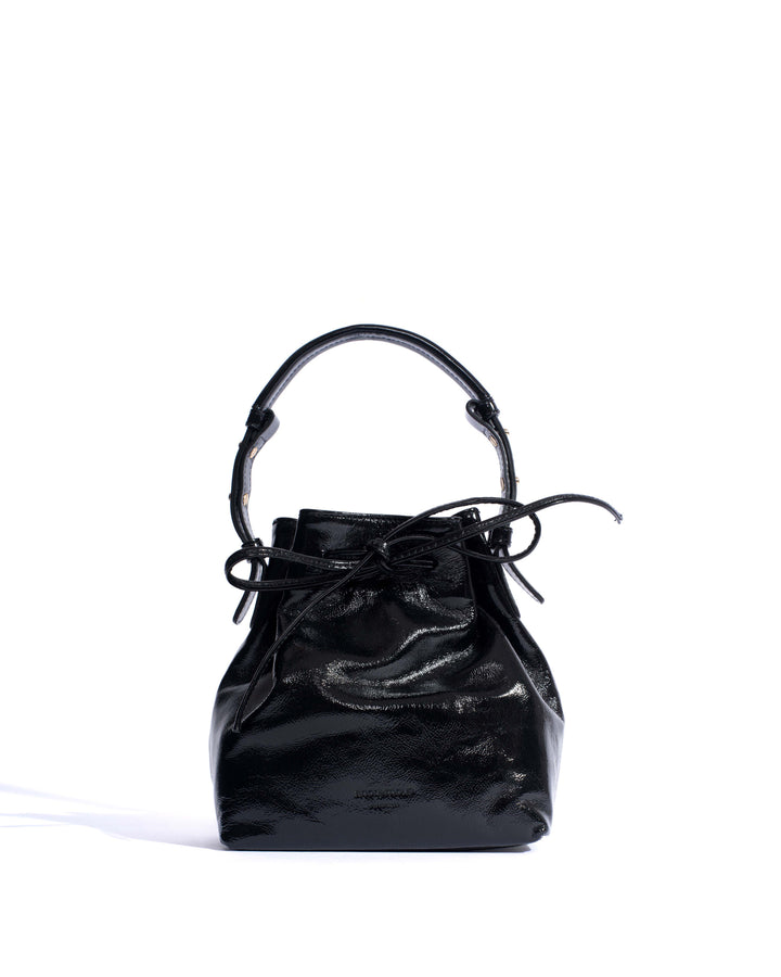 anonymous copenhagen Kacey petite bucket bag Crinkled polished goat Black