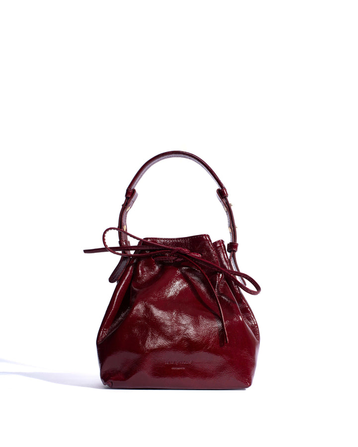 anonymous copenhagen Kacey petite bucket bag Crinkled polished goat Pomegranate