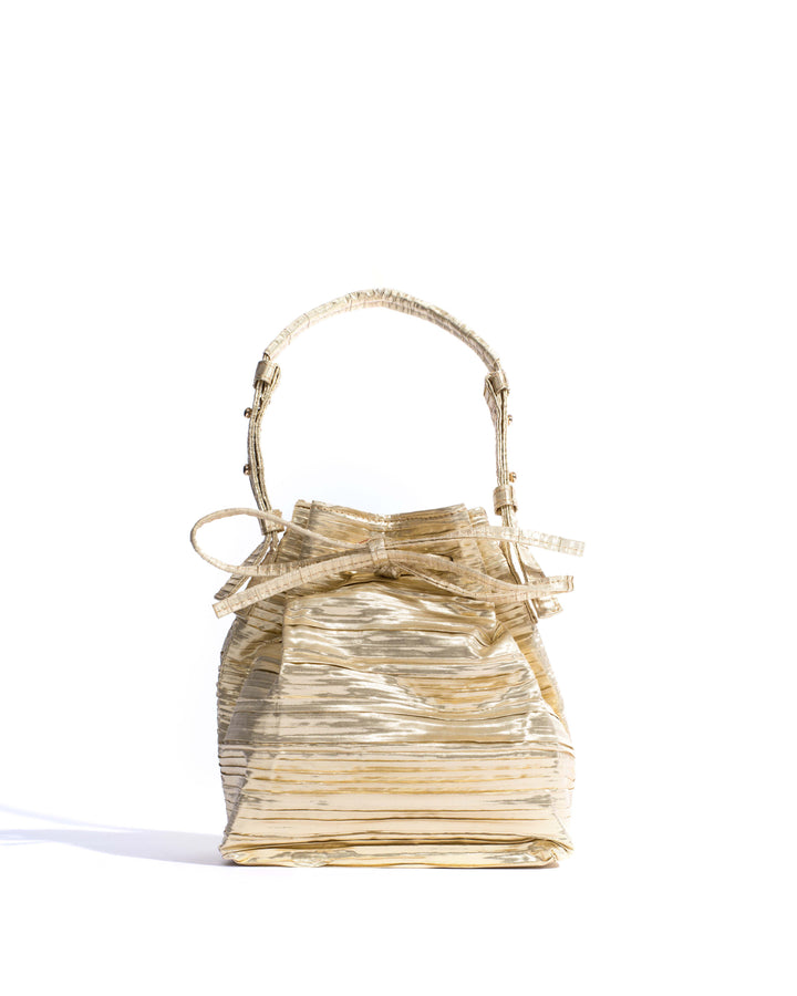 anonymous copenhagen Kacey petite bucket bag Pleated satin Gold