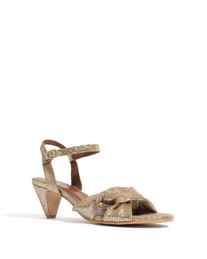 Anonymous Copenhagen Kamilah 50 Stiletto Lizard Metallic Goat Vintage Champagne