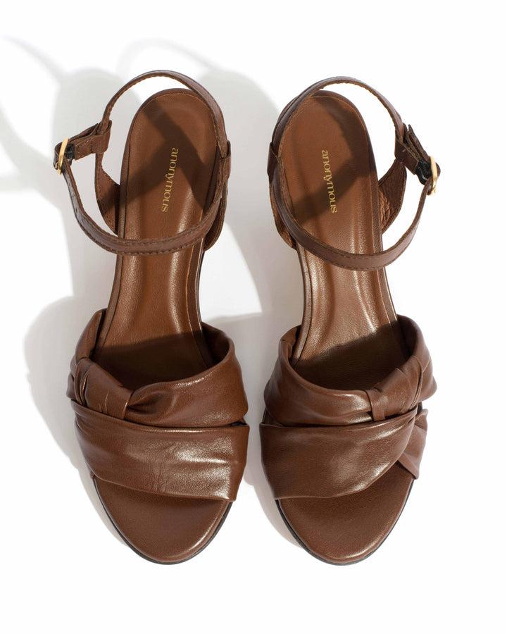 Anonymous Copenhagen Kamilah 50 Stiletto Shiny Lamb Chocolate