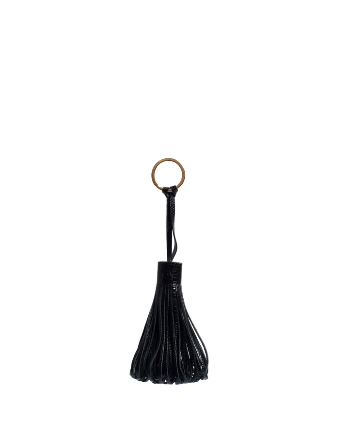 Anonymous Copenhagen Katty Fringe Keyring Calf Lizard Black