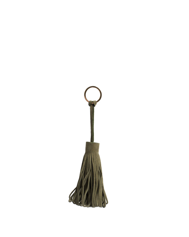 Anonymous Copenhagen Katty Fringe Keyring Calf Suede Olive Green