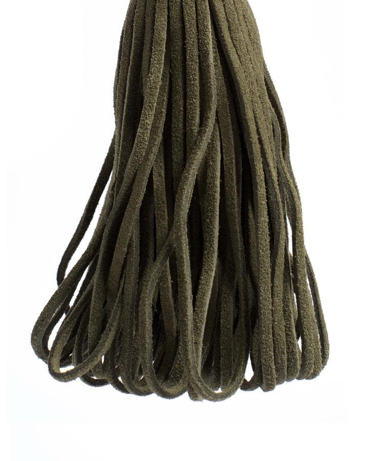 Anonymous Copenhagen Katty Fringe Keyring Calf Suede Olive Green