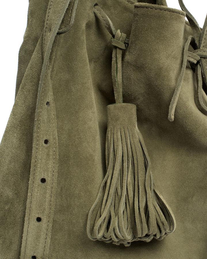 Anonymous Copenhagen Katty Fringe Keyring Calf Suede Olive Green