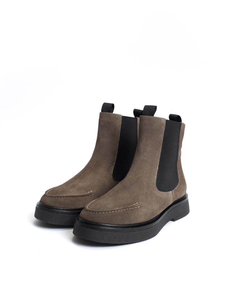 Anonymous Copenhagen Kikie Flat Platform Calf Suede U0026 Sole Stone Grey U0026 Black