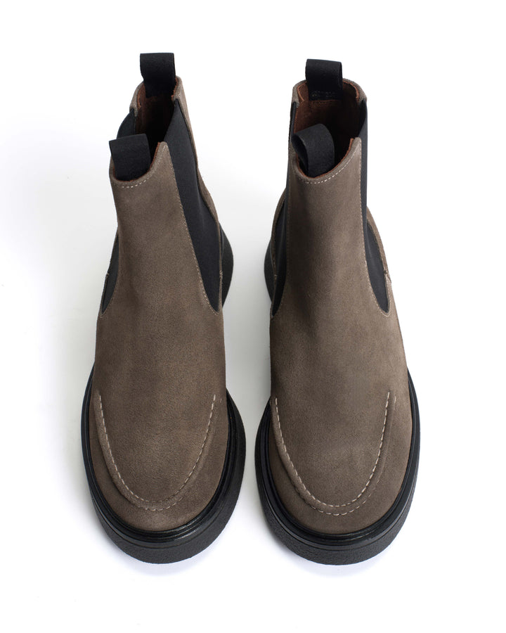 Anonymous Copenhagen Kikie Flat Platform Calf Suede U0026 Sole Stone Grey U0026 Black