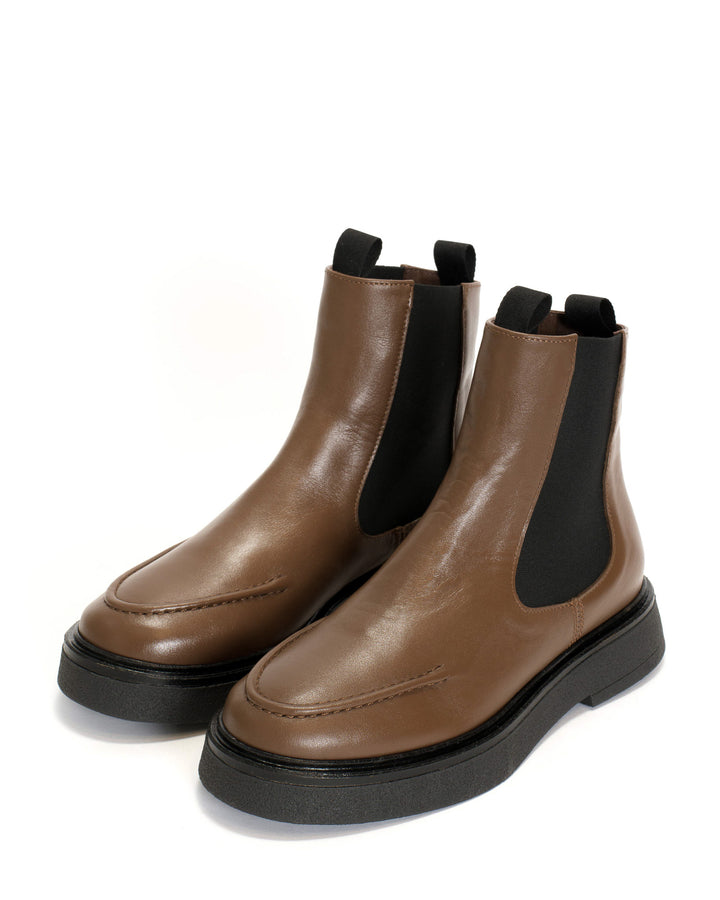 Anonymous Copenhagen Kikie Flat Platform Soft Calf U0026 Sole Dark Taupe U0026 Black