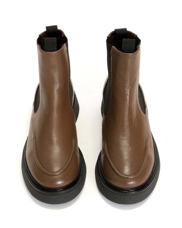 Anonymous Copenhagen Kikie Flat Platform Soft Calf U0026 Sole Dark Taupe U0026 Black