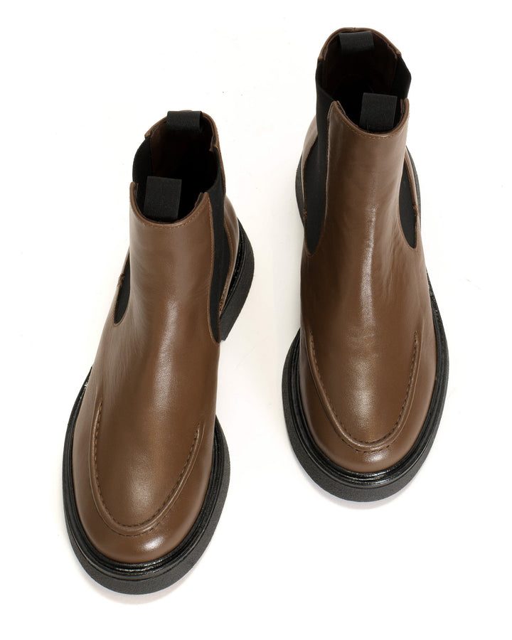 Anonymous Copenhagen Kikie Flat Platform Soft Calf U0026 Sole Dark Taupe U0026 Black