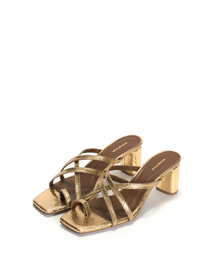 Anonymous Copenhagen Kimber 60 Snake Metallic Calf Gold