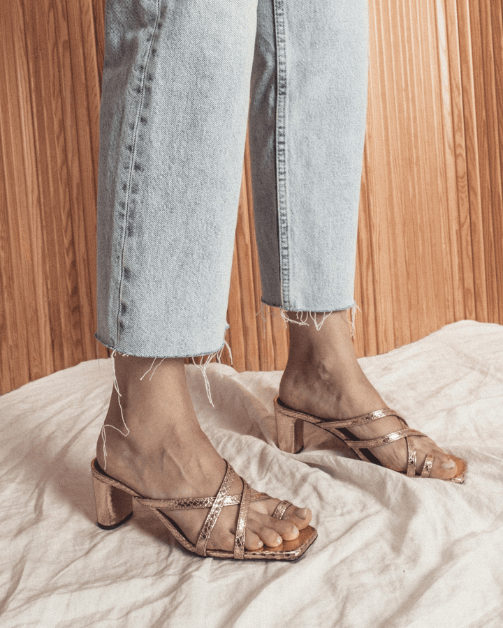 Anonymous Copenhagen Kimber 60 Snake Metallic Calf Gold