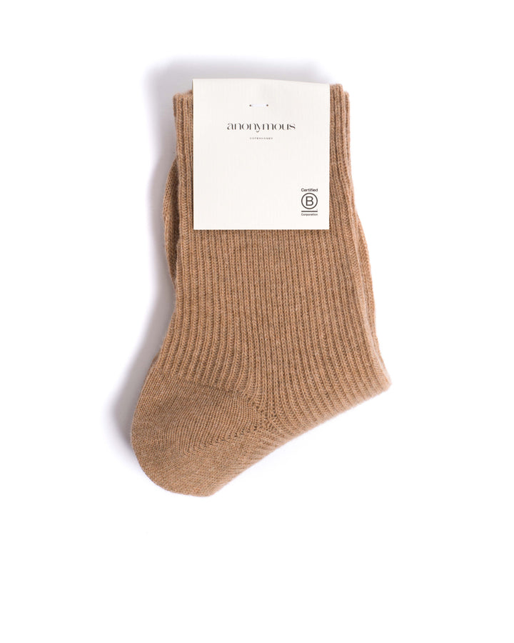 Anonymous Copenhagen Lanai Cashmere Socks 70% Wool 30% Cashmere Caramel