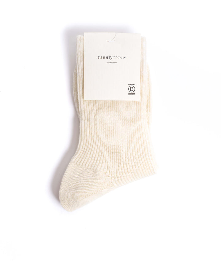Anonymous Copenhagen Lanai Cashmere Socks 70% Wool 30% Cashmere White Sand