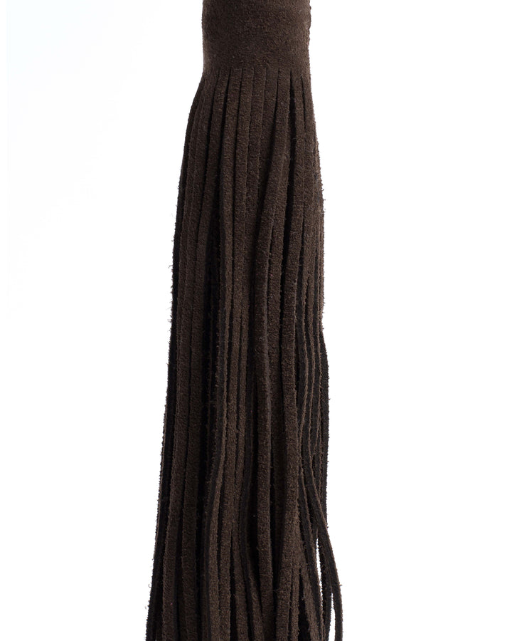 Anonymous Copenhagen Langley Fringe Keyring Calf Suede Coffee Brown