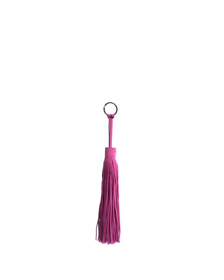 Anonymous Copenhagen Langley Fringe Keyring Calf Suede Raspberry Sorbet