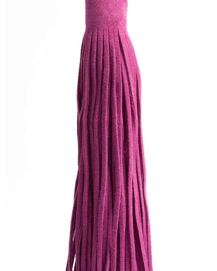 Anonymous Copenhagen Langley Fringe Keyring Calf Suede Raspberry Sorbet