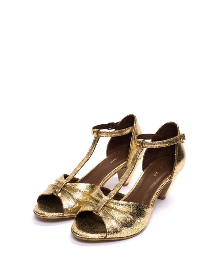 Anonymous Copenhagen Linette 50 Stiletto Crackled Metallic Goat Gold