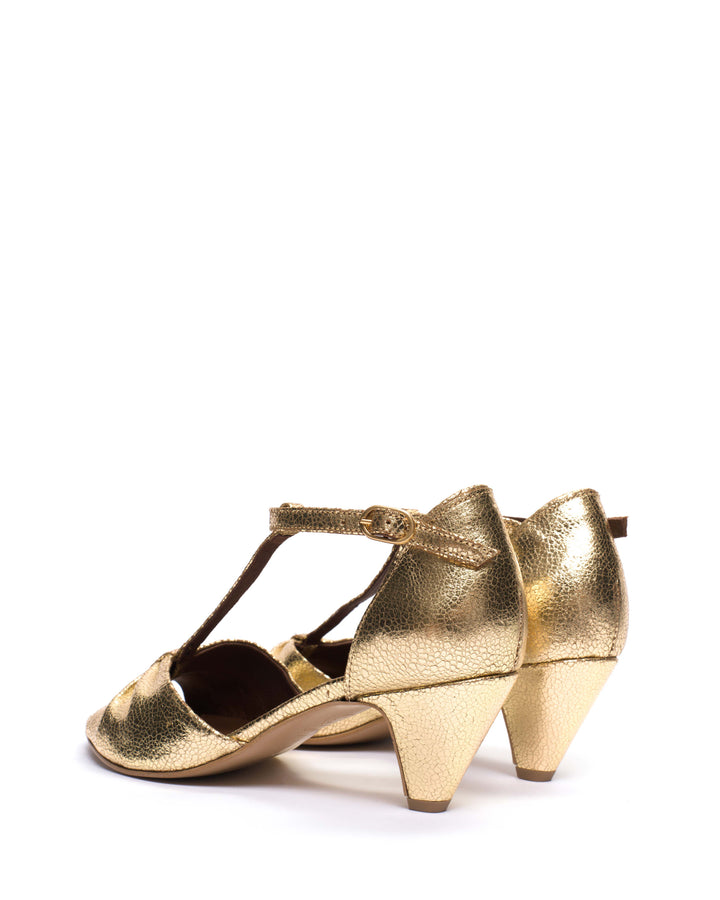Anonymous Copenhagen Linette 50 Stiletto Crackled Metallic Goat Gold