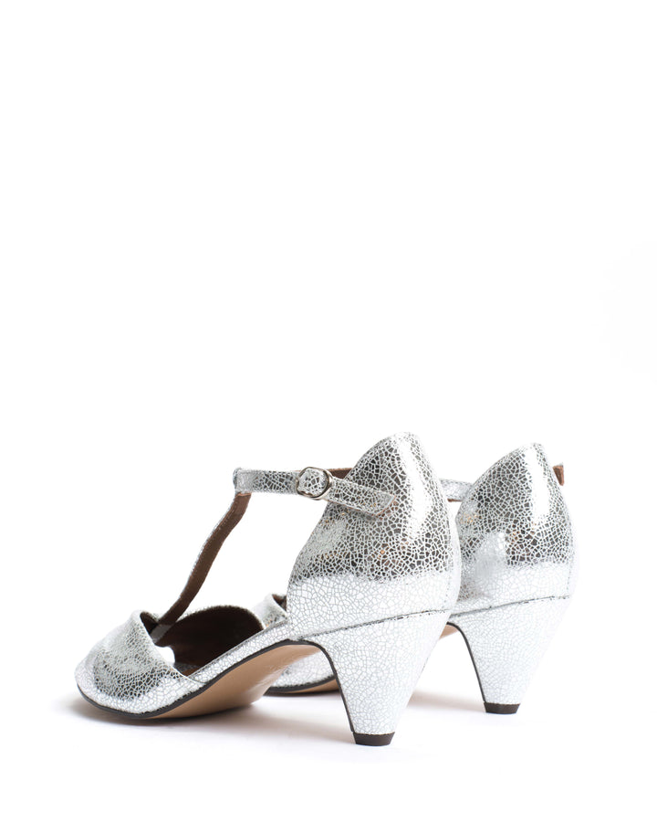 Anonymous Copenhagen Linette 50 Stiletto Crackled Metallic Goat Silver