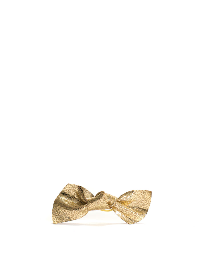 anonymous copenhagen Linnie hair elastic grand bow Crackled metallic goat Gold