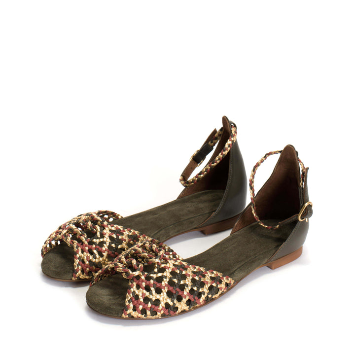 Anonymous Copenhagen Lucy 10 Hand-braided Leather Gold U0026 Olive Green U0026 Cherry Red