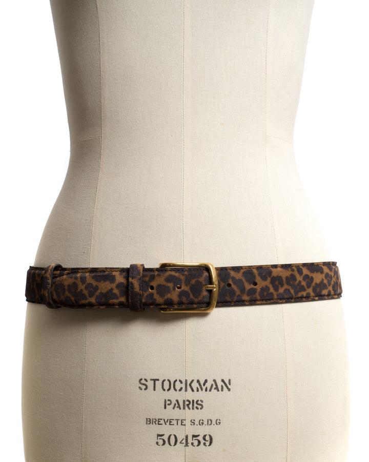 Anonymous Copenhagen Quinn Classic Unisex Leather Belt Calf Suede Print Leopard U0026 Gold Buckle