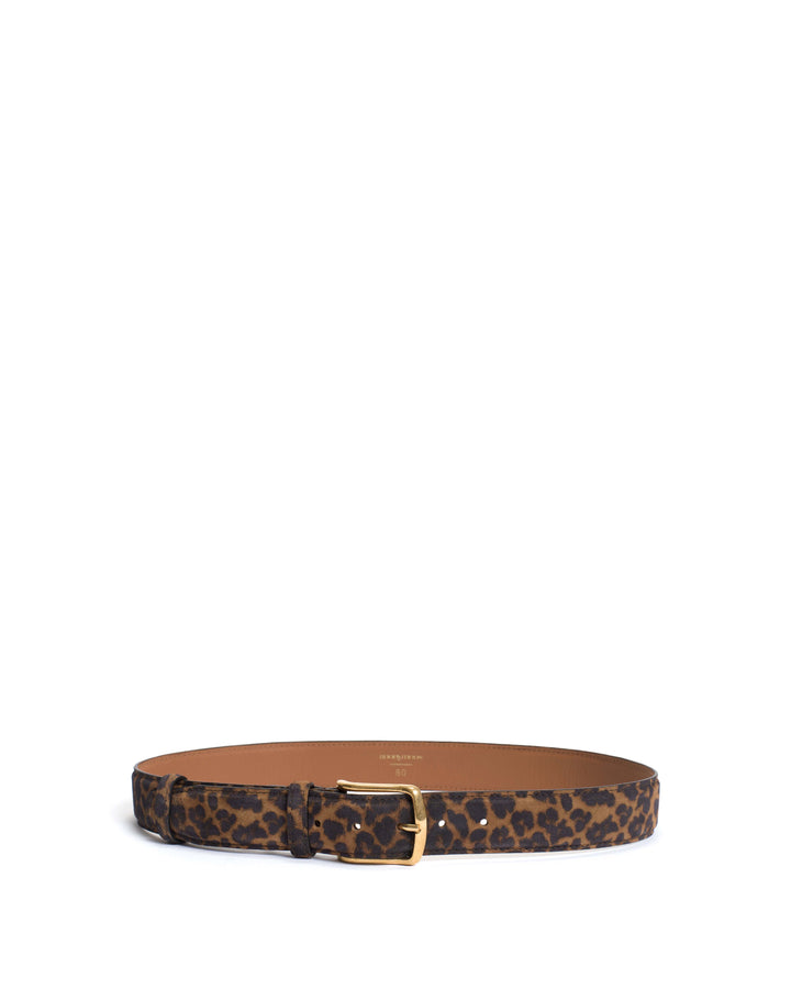 Anonymous Copenhagen Quinn Classic Unisex Leather Belt Calf Suede Print Leopard U0026 Gold Buckle