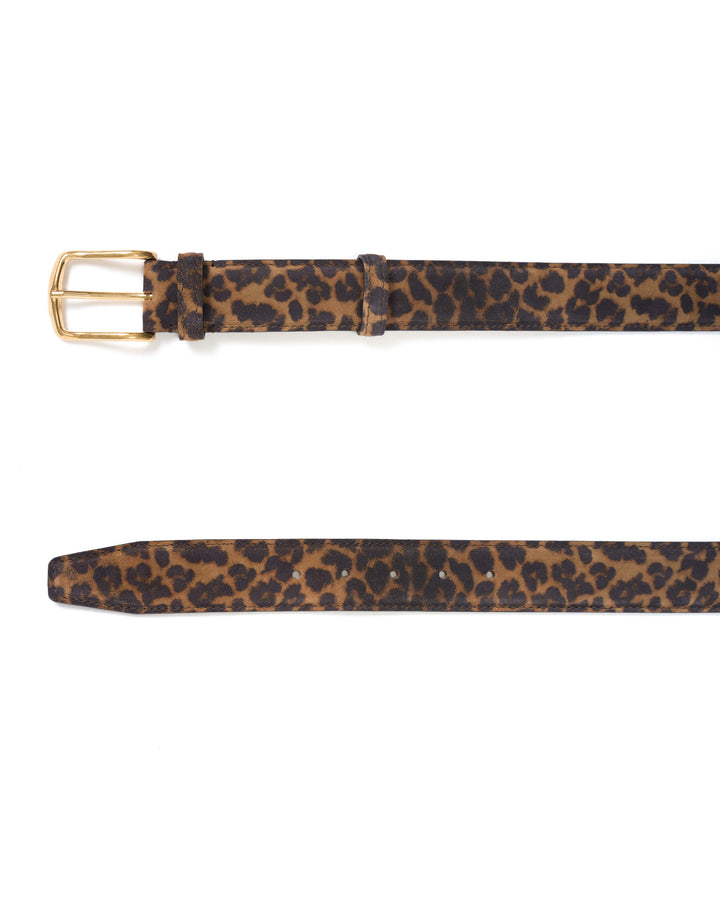 Anonymous Copenhagen Quinn Classic Unisex Leather Belt Calf Suede Print Leopard U0026 Gold Buckle