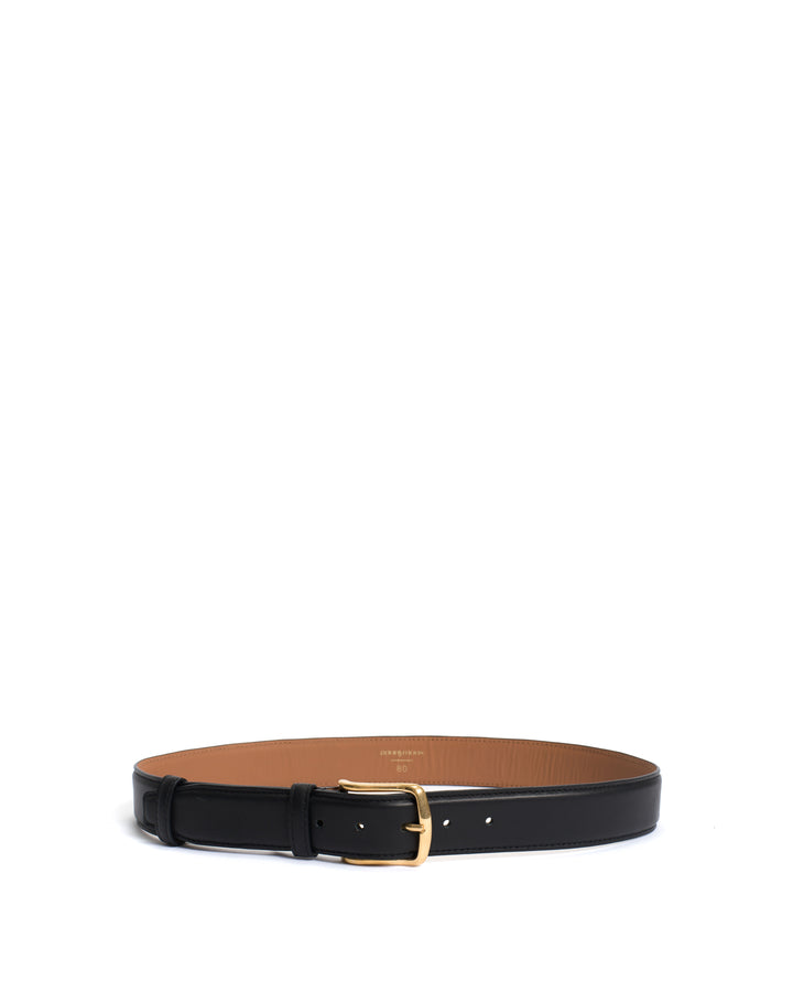 Anonymous Copenhagen Quinn Classic Unisex Leather Belt Soft Calf Black U0026 Gold Buckle