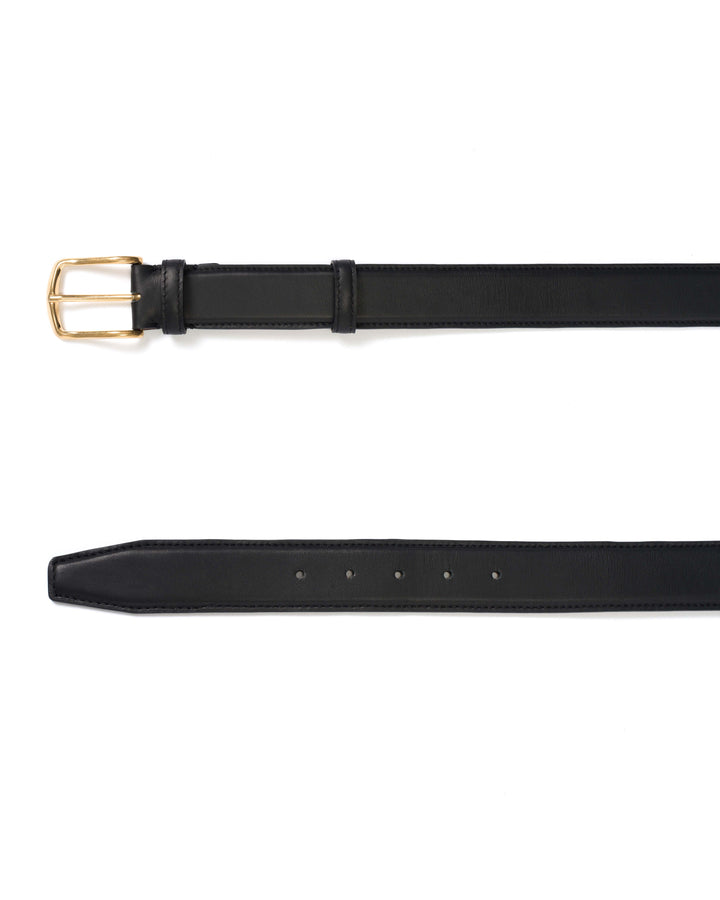 Anonymous Copenhagen Quinn Classic Unisex Leather Belt Soft Calf Black U0026 Gold Buckle