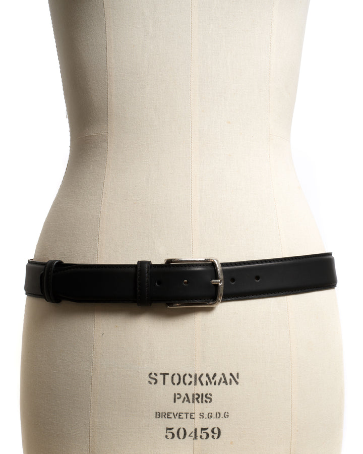 Anonymous Copenhagen Quinn Classic Unisex Leather Belt Soft Calf Black U0026 Silver Buckle