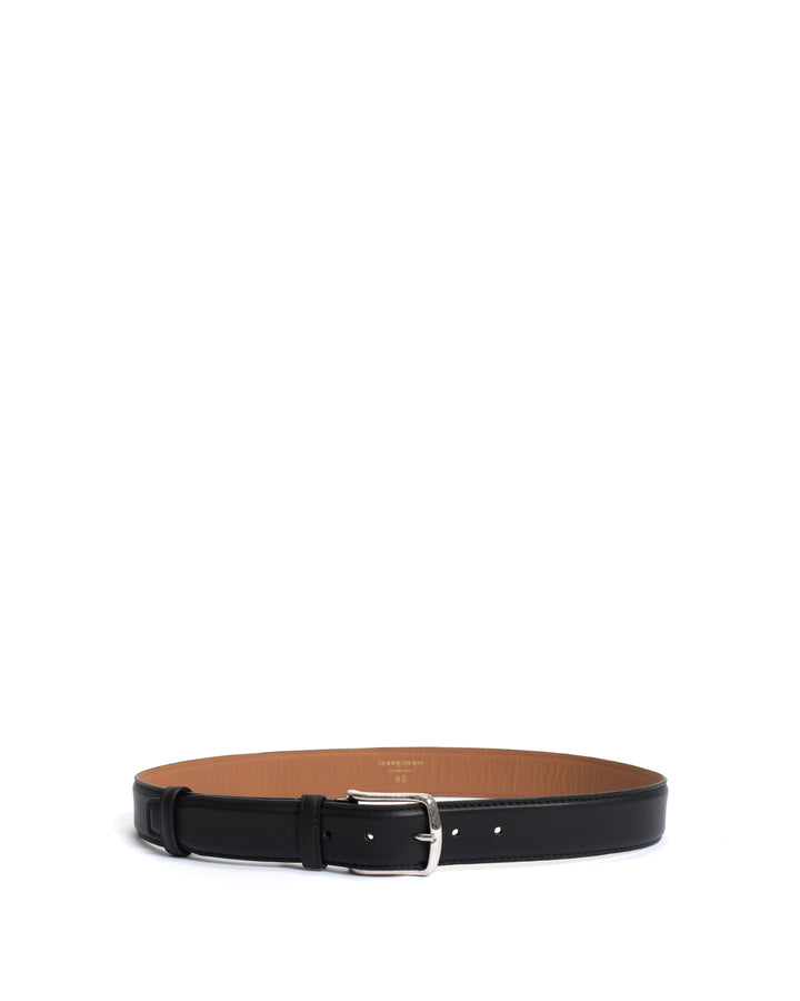 Anonymous Copenhagen Quinn Classic Unisex Leather Belt Soft Calf Black U0026 Silver Buckle