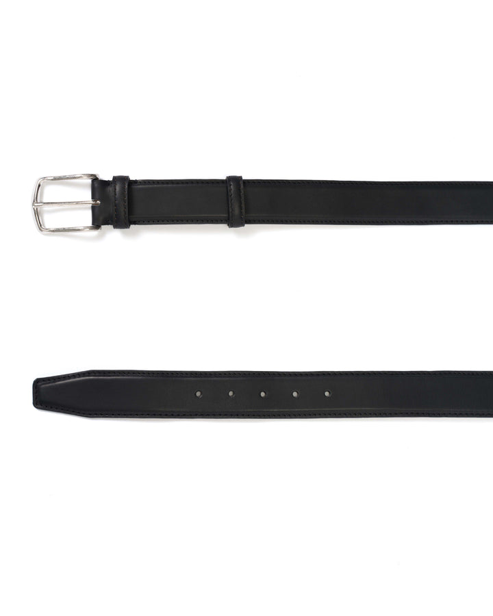 Anonymous Copenhagen Quinn Classic Unisex Leather Belt Soft Calf Black U0026 Silver Buckle