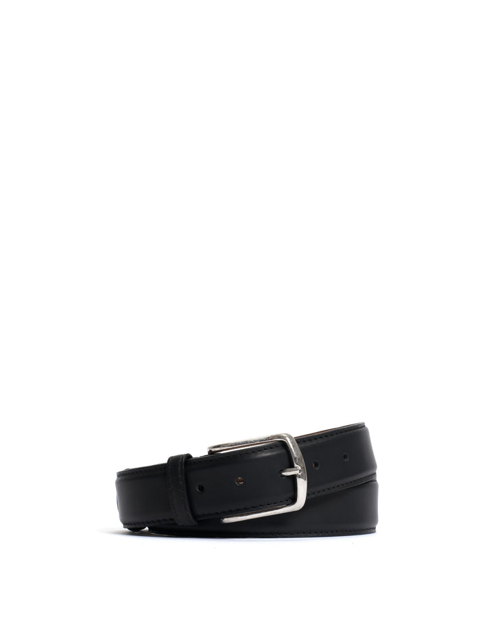 anonymous copenhagen Quinn classic unisex leather belt Soft calf Black u0026 silver buckle