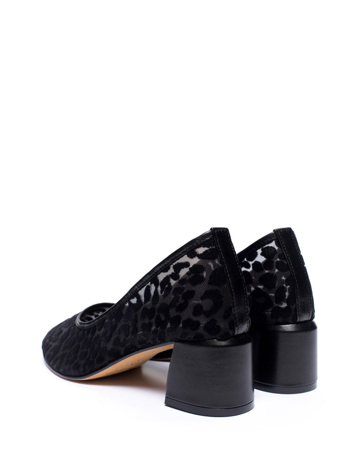 Anonymous Copenhagen Sacha 40 Mesh Shiny Lamb U0026 Mesh Velvet Leopard Black