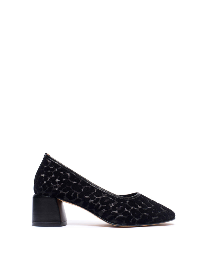 anonymous copenhagen Sacha 40 mesh Shiny lamb u0026 mesh velvet leopard Black