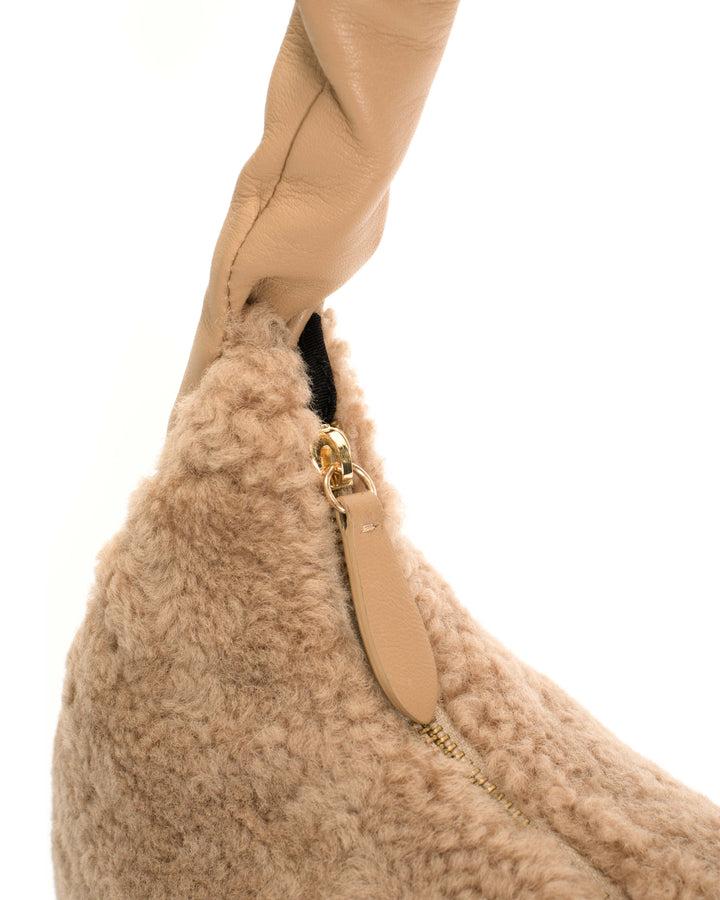 Anonymous Copenhagen Shane Grand Pillow Bag Shearling U0026 Shiny Lamb Desert Sand