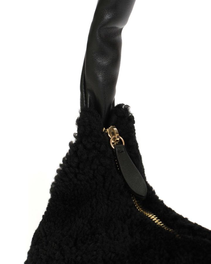 Anonymous Copenhagen Shane Grand Pillow Bag Shearling U0026 Shiny Lamb Black