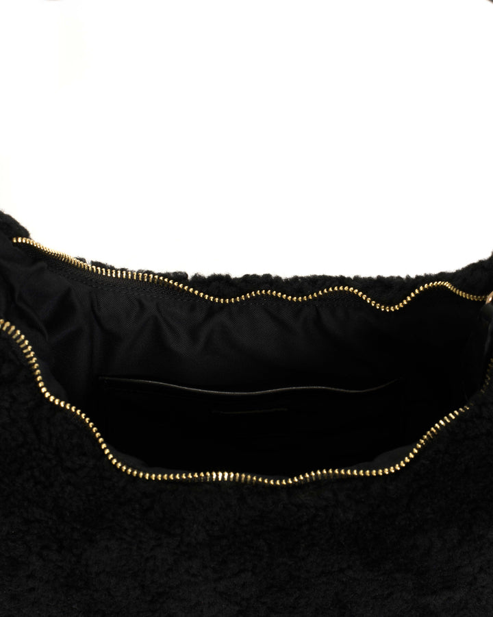 Anonymous Copenhagen Shane Grand Pillow Bag Shearling U0026 Shiny Lamb Black