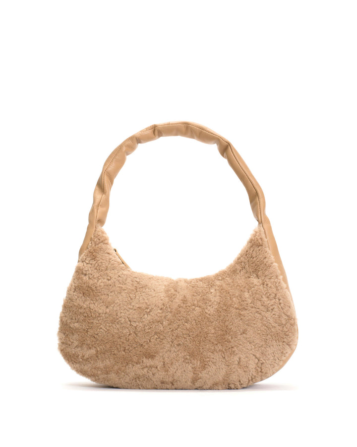 anonymous copenhagen Shane Grand pillow bag Shearling u0026 Shiny lamb Desert sand