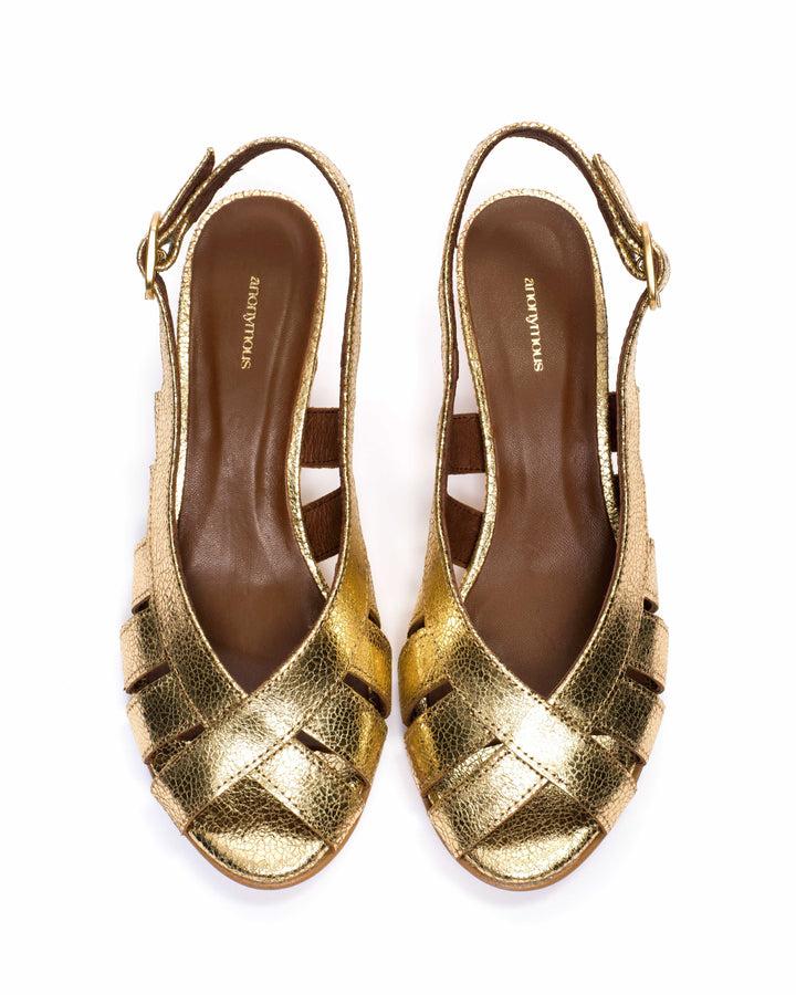 Anonymous Copenhagen Sophie 50 Stiletto Crackled Metallic Goat Gold