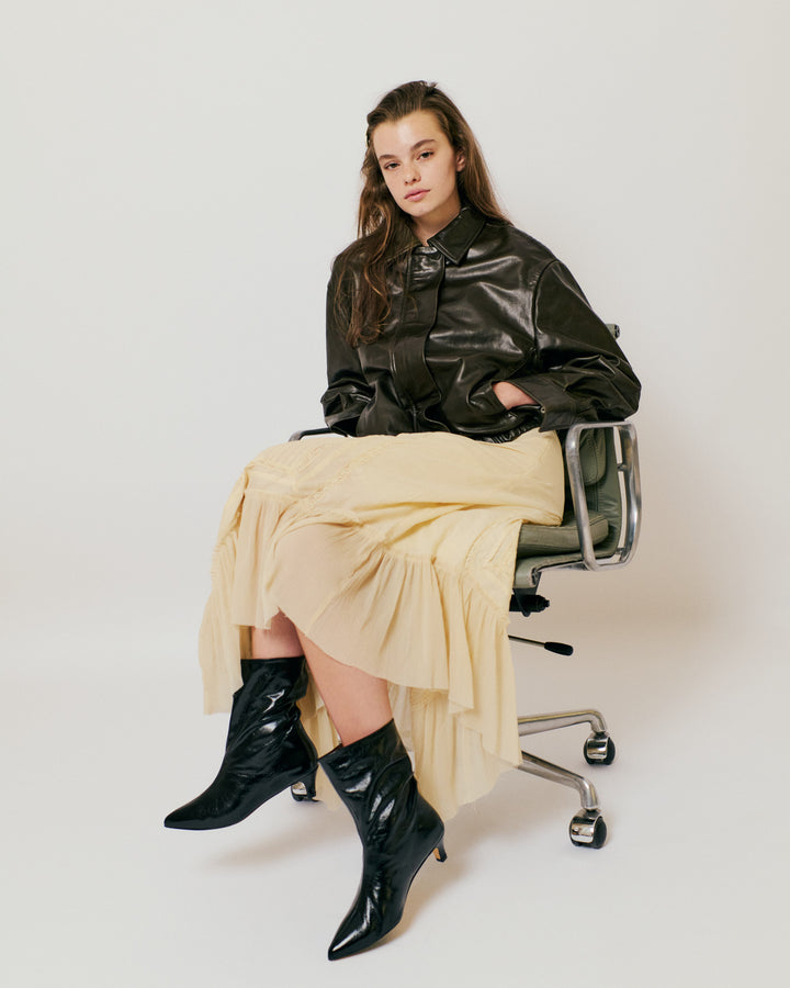 Anonymous Copenhagen Sweeney 40 Stiletto Crinkled Soft Calf Black