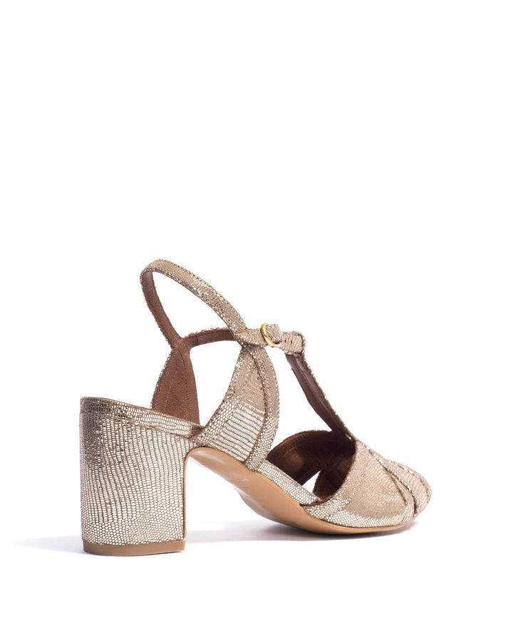 Anonymous Copenhagen Therese 55 Lizard Metallic Goat Vintage Champagne