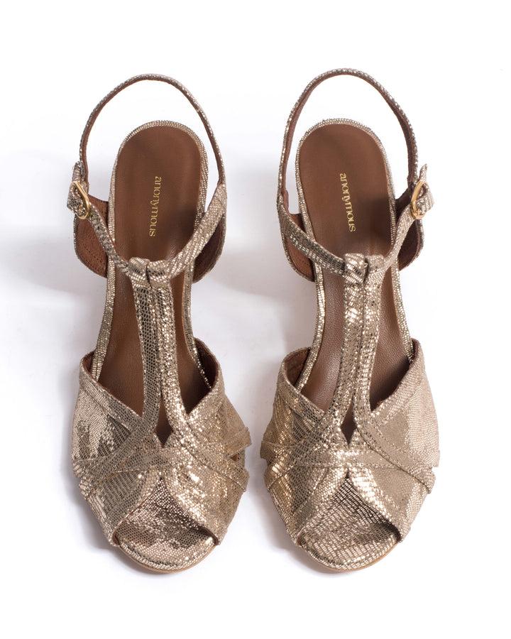 Anonymous Copenhagen Therese 55 Lizard Metallic Goat Vintage Champagne