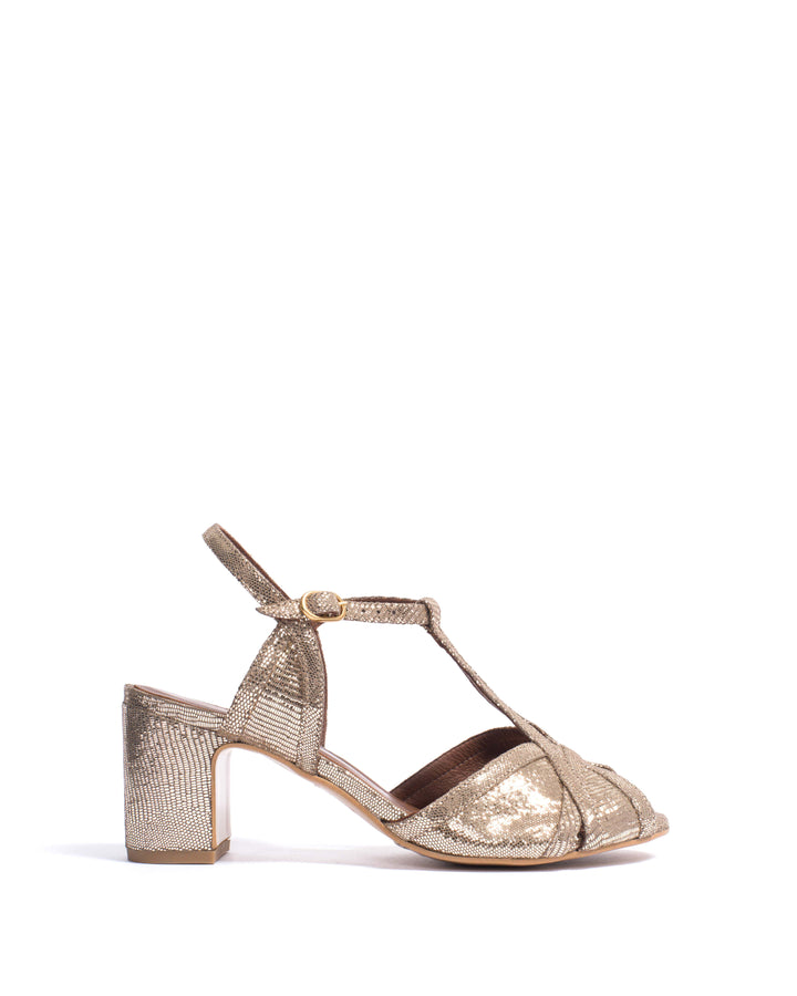 anonymous copenhagen Therese 55 Lizard metallic goat Vintage champagne