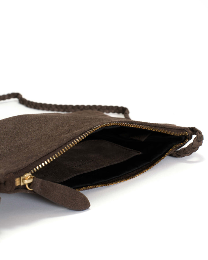 Anonymous Copenhagen Thinna Clutch Calf Suede Coffee Brown